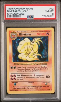 Ninetales Shadowless PSA 8 Base Set Rare Holo #12/102 Pokemon 1999 - Image 1