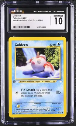 CGC GEM MINT 10 Pokemon Goldeen 45/64 2001 Neo Revelation 1st Edition - Image 1