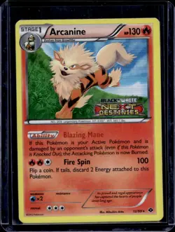 2012 Pokemon Black & White Next Destinies Arcanine Reverse Holo #12 - Image 1