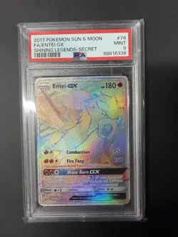 2017 Pokemon Entei GX Secret Sun Moon Full Art 74/73 Shining Legends Psa 9 - Image 1