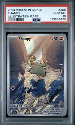 PSA 10 Phanpy Illustration Rare 205/191 Pokemon Surging Sparks - Image 1