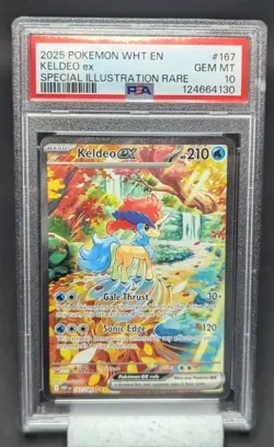 2025 POKEMON WHT EN-WHITE FLARE SPECIAL ILLUSTRATION RARE #167 KELDEO EX PSA 10 - Image 1