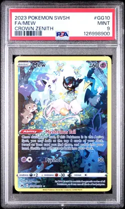 2023 POKEMON SWORD & SHIELD CROWN ZENITH #GG10 FULL ART/MEW PSA 9 - Image 1