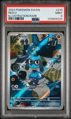 2023 POKEMON SVI EN-SCARLET & VIOLET ILLUSTRATION RARE #215 RIOLU PSA 9 - Image 1