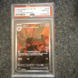 2023 POKEMON OBF EN-OBSIDIAN FLAMES ILLUSTRATION RARE #205 SCIZOR PSA 10 - Image 1