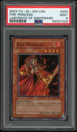 Fire Princess LON-034 Super Rare Unlimited Yugioh PSA 9 *229 - Image 1