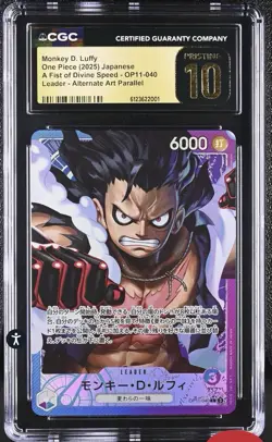 Monkey.D.Luffy (Alt Art) Fist of Divine Speed OP11-040 CGC Pristine 10 Japanese - Image 1