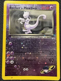 Pokemon Rocket’s Mewtwo Best Promo 8 Winner Holo Stamped Card 2003 Gym Challenge - Image 1