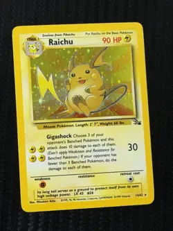 Pokemon TCG Raichu Fossil Holo Card 14/62 Unlimited Rare, LP Condition - Image 1