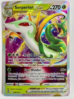 Serperior VSTAR 008/195 Full Art NM/M Silver Tempest Pokemon Card - Image 1