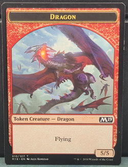 Dragon Token 010/017 Core Set 2019 M19 Card Game Creature MTG TCG LP 5/5 Flying - Image 1