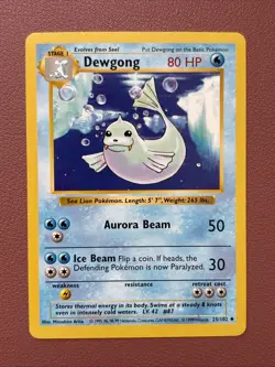 Pokemon TCG Dewgong Base Set Shadowless Uncommon Card 25/102 LP Condition - Image 1