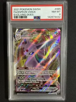 PSA 8 - Pokemon TCG Espeon VMAX Holo Ultra Rare Card Evolving Skies 065/203 - Image 1