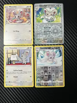 Minccino Pokemon Card Collection Set of 4 English Cards Cute Rare SM SV - Image 1