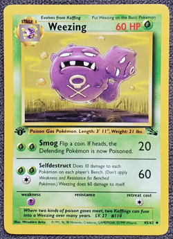 1st Edition Weezing - Fossil - #45/62 - Vintage Pokemon Card 1999 WOTC - Image 1