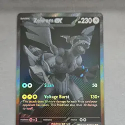 Pokemon Zekrom EX BLK EN 172/086 230 HP Rare Basic Full Art Holo Card - Image 3