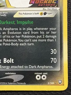 Pokemon TCG Dark Ampharos EX Team Rocket Returns 2/109 Reverse Holo Stamped Rare - Image 4