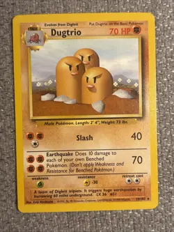 Pokemon TCG Dugtrio Base Set 19/102 Unlimited Rare Vintage NM / LP Condition - Image 1