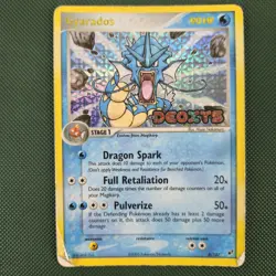 Damaged HP Reverse Holo Gyarados 8/107 Stamped EX Deoxys Nintendo Pokemon Card - Image 1