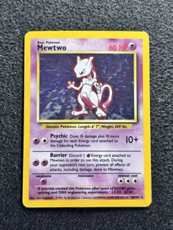 Mewtwo 10/102 Base Set Pokemon TCG Holo 4th Print 1999-2000 Vintage WOTC MP - Image 1