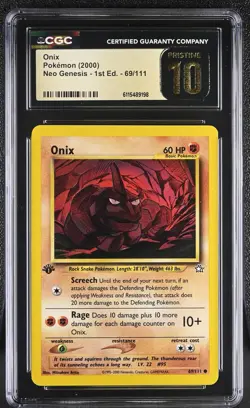 CGC PRISTINE 10 Pokemon Onix 69/111 2000 Neo Genesis 1st Edition - Image 1