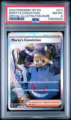 Morty's Conviction 211/162 Special Illustration Rare Pokemon PSA 8 *003 - Image 1