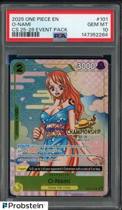 2025 One Piece EN O-Nami #101 Championship 25-26 Event Pack PSA 10 GEM MINT - Image 1