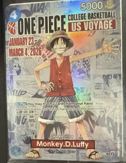 One Piece College Basketball US Voyage Monkey.D.Luffy Card *SEALED* - Image 1
