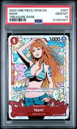 PSA 10 2024 ONE PIECE OP06 WINGS OF THE CAPTAIN #007 NAMI TREASURE RARE - Image 1