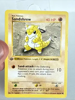 1st Edition Sandshrew Pokemon Card 62/102 Base Set Shadowless 1999 +++ - Image 5