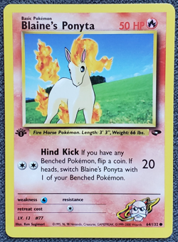 1st Edition Blaine's Ponyta - Gym Challenge - #64/132 - Vintage Pokemon Card - Image 1