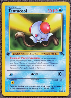1st Edition Tentacool - Fossil - #56/62 - Vintage Pokemon Card 1999 WOTC - Image 1