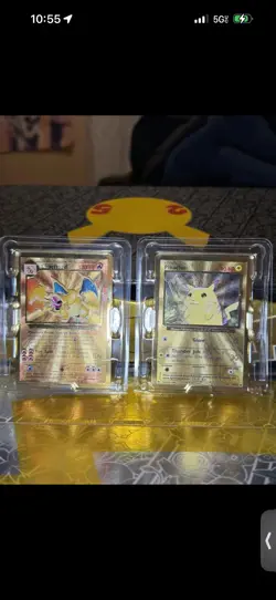 Pokemon Celebrations Gold Metal Charizard & Pikachu Cards 25th Anniversary Base - Image 1