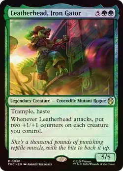 NM Surge Foil Leatherhead, Iron Gator, MTG, TMNT Commander, Magic, 30 - Image 1