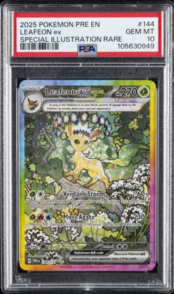 2025 POKEMON PRE EN-PRISMATIC EVOLUTIONS #144 LEAFEON EX PSA 10 - Image 1