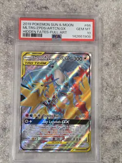 PSA 10 Pokemon Hidden Fates Moltres, Zapdos & Articuno GX 66/68 Full Art - Image 1