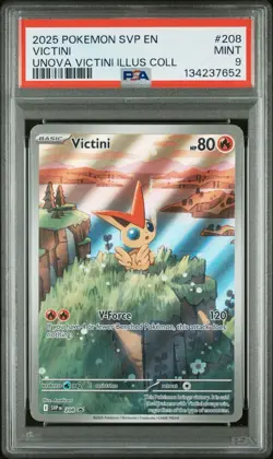 2025 POKEMON SVP EN-SV BLACK STAR PROMO #208 VICTINI PSA 9 - Image 1