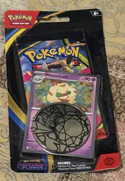 Pokemon Mega Evolution Phantasmal Flames Whimsicott Blister Pack With Coin - Image 1