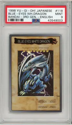 Blue Eyes White Dragon 118 Bandai Holo English Yugioh Japanese PSA 9 *003 - Image 1