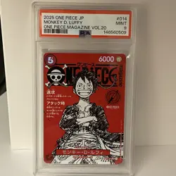 2025 ONE PIECE JAPANESEPROMOS MAGAZINE VOL.20#014 MONKEY D. LUFFY PSA 9 - Image 1