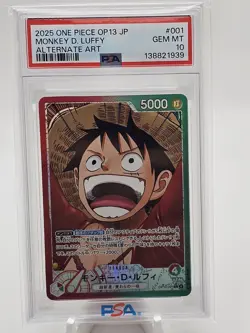 2025 One Piece JP OP13 Monkey D Luffy Leader Alternate Art PSA 10 - Image 1