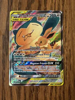 Pokemon Eevee & Snorlax GX TAG TEAM SM169 Promo Full Art Holo Card - Image 1