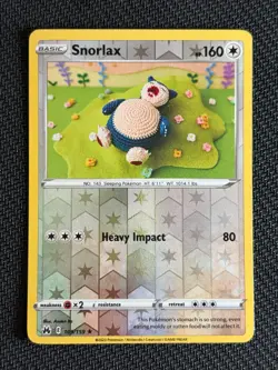 Snorlax~ Reverse Holo ~ Cute Asako Ito Crochet Pokemon Cards - Image 1