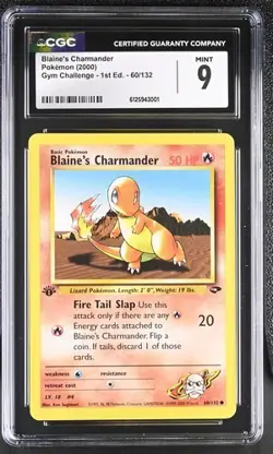 CGC 9 MINT Blaine's Charmander Gym Challenge 1st Edition 60/132 Pokemon Card - Image 1