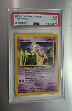 PSA 9 Pokemon Girafarig (2000 Neo Genesis) #58/111 - Image 1