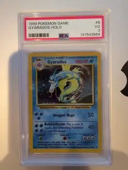 1999 POKEMON BASE SET UNLIMITED #6 GYARADOS-HOLO PSA 3 - Image 1