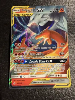 Pokemon Reshiram & Charizard GX TAG TEAM Ultra Rare SM-Unbroken Bonds 20/214 Ho… - Image 1