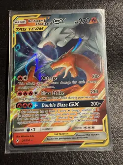 Pokemon Reshiram & Charizard GX TAG TEAM Ultra Rare SM-Unbroken Bonds 20/214 Ho… - Image 2