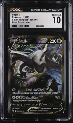 Lugia V 186/195 Ultra Rare Holo Silver Tempest Pokemon CGC 10 Gem Mint *041 - Image 1