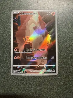 Pokemon Charmander 168/165 Illustration Rare Full Art Holo 151 Basic - Image 1